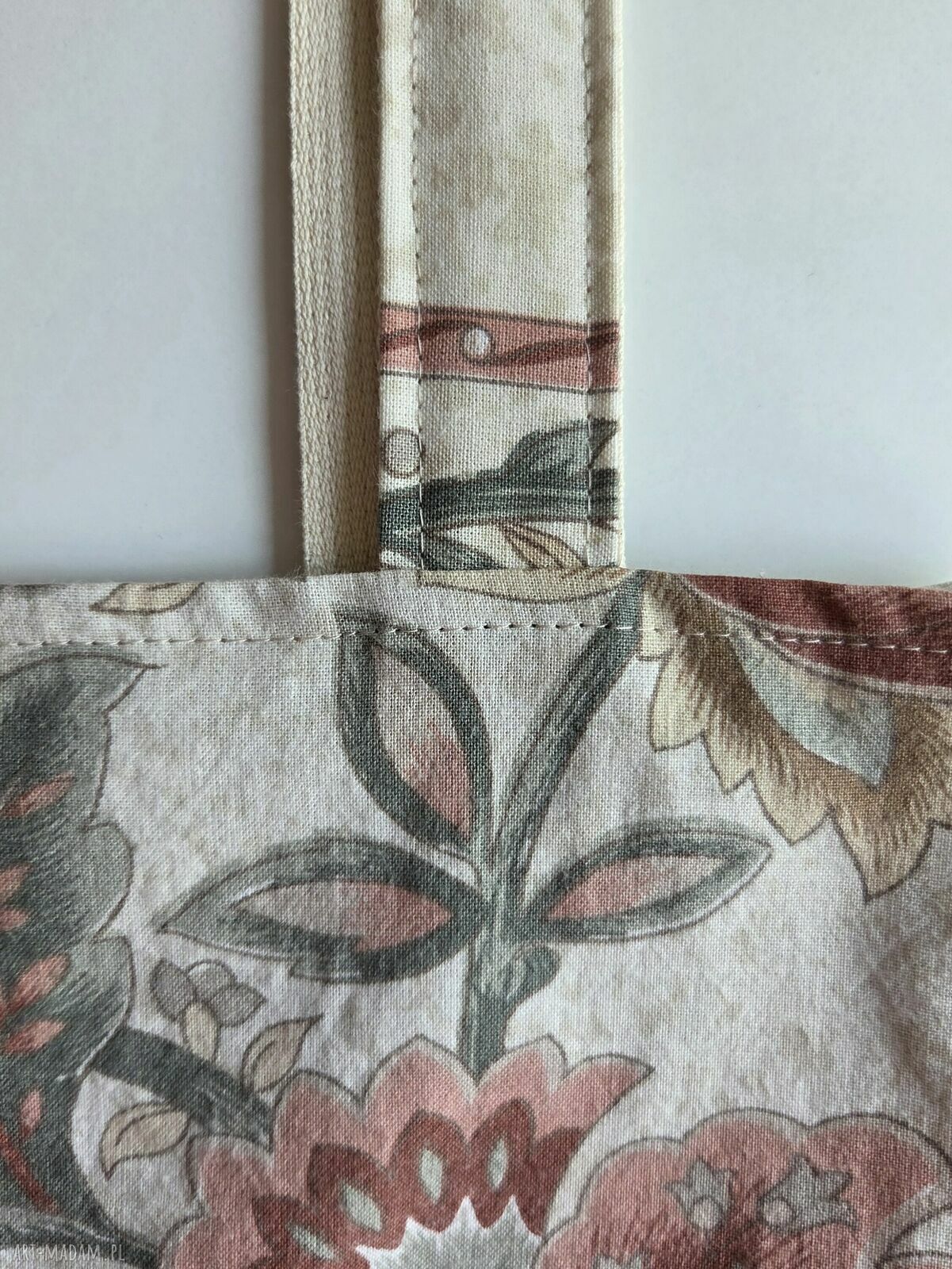 Torba shopper vintage w kwiaty A4 z upcyklingu