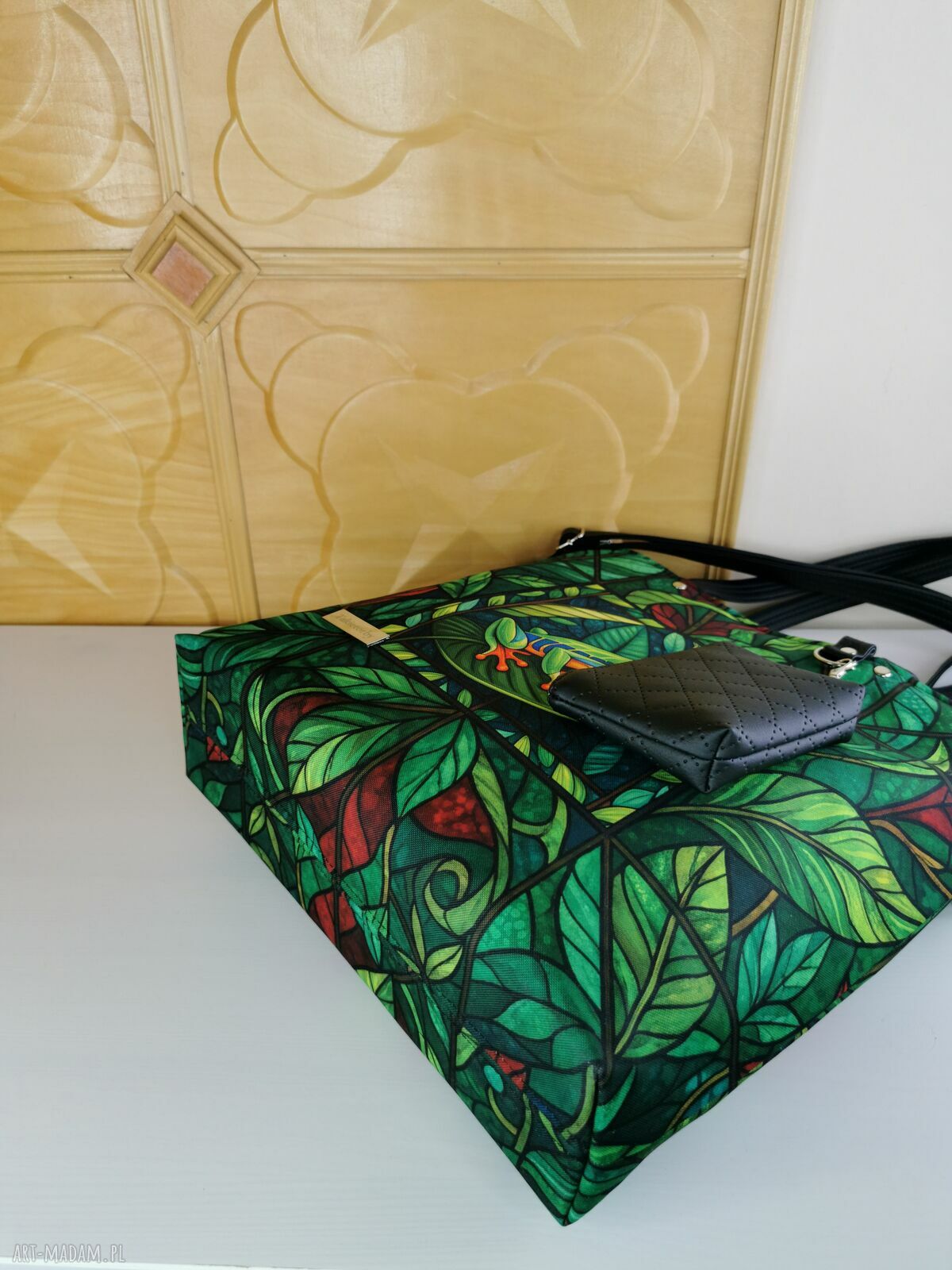 Kolorowa torebka shopper na ramię z kosmetyczką i portfelikiem