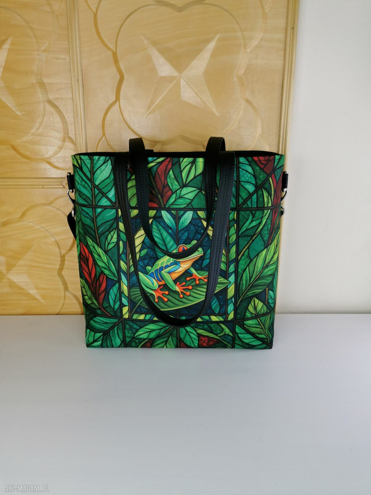 Kolorowa torebka shopper na ramię z kosmetyczką i portfelikiem