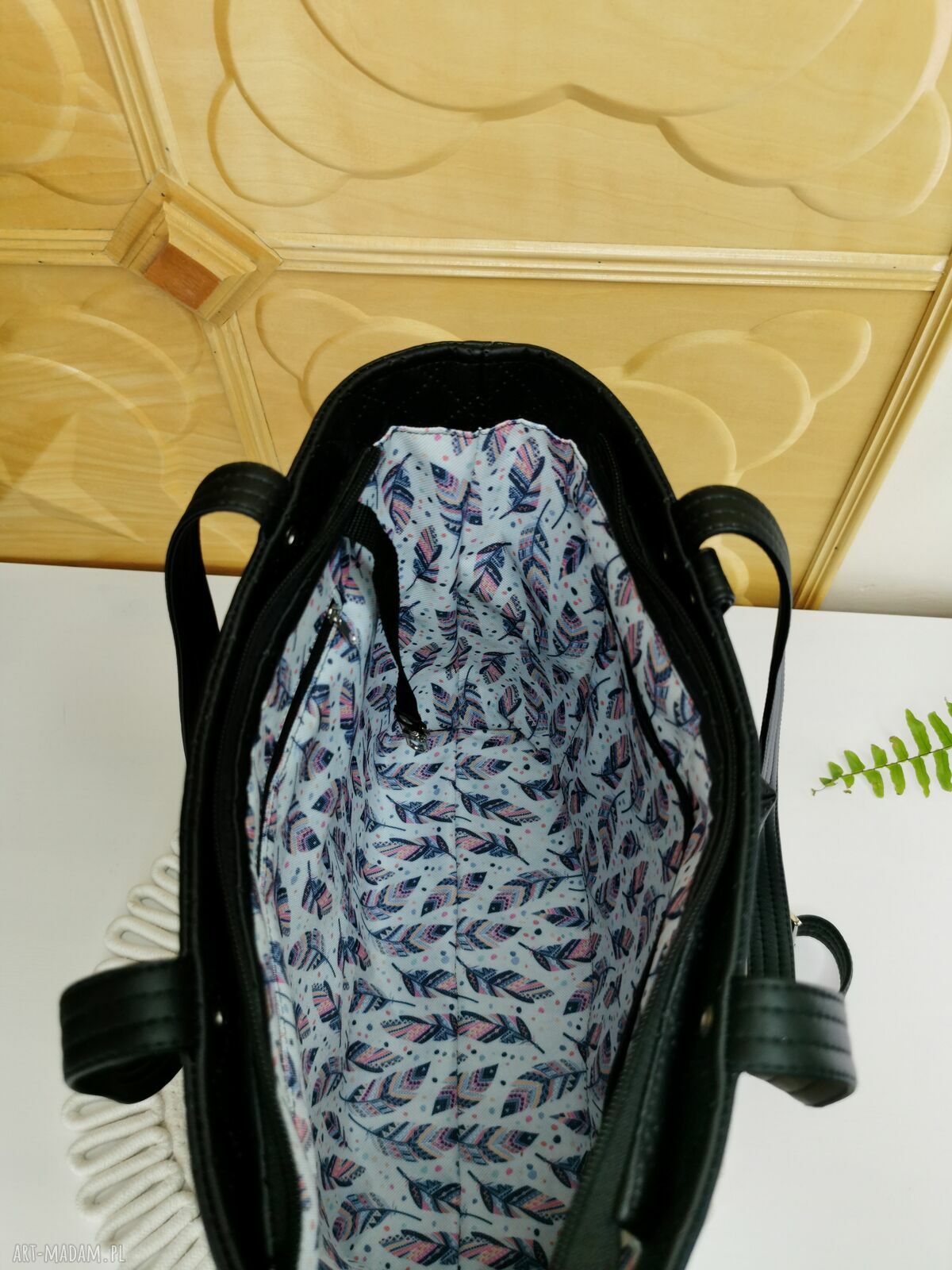 Kwiatowa torebka shopper handmade z kosmetyczką i portfelikiem
