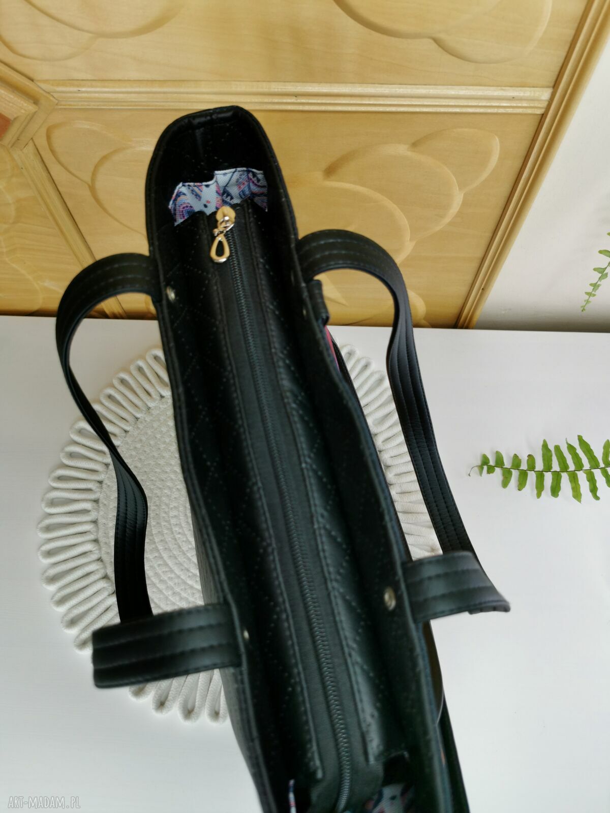 Kwiatowa torebka shopper na ramię z kosmetyczką i dopinanym portfelikiem