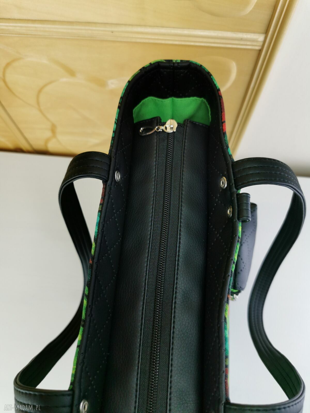 Kolorowa torebka shopper na ramię z kosmetyczką i portfelikiem