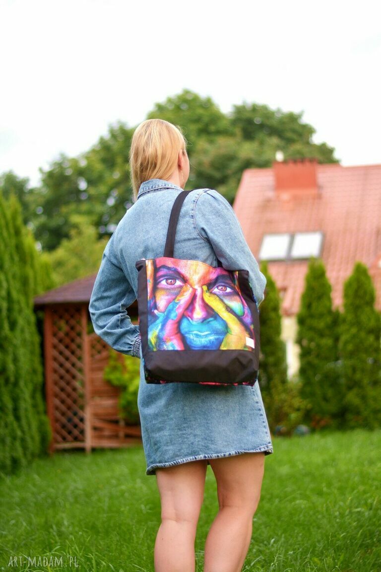 Wodoodporna torba shopper grafitti z twarzą na ramię