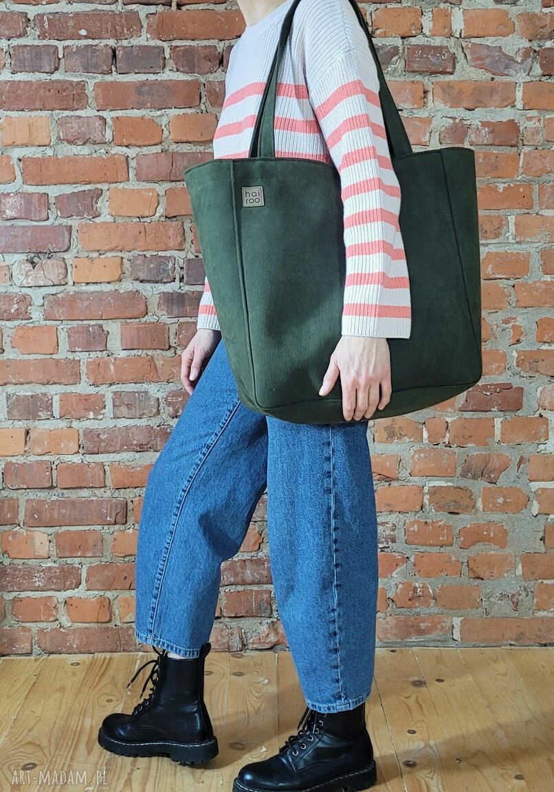 Zielona shopperka Lazy Bag Bukka vegan oversize na ramię