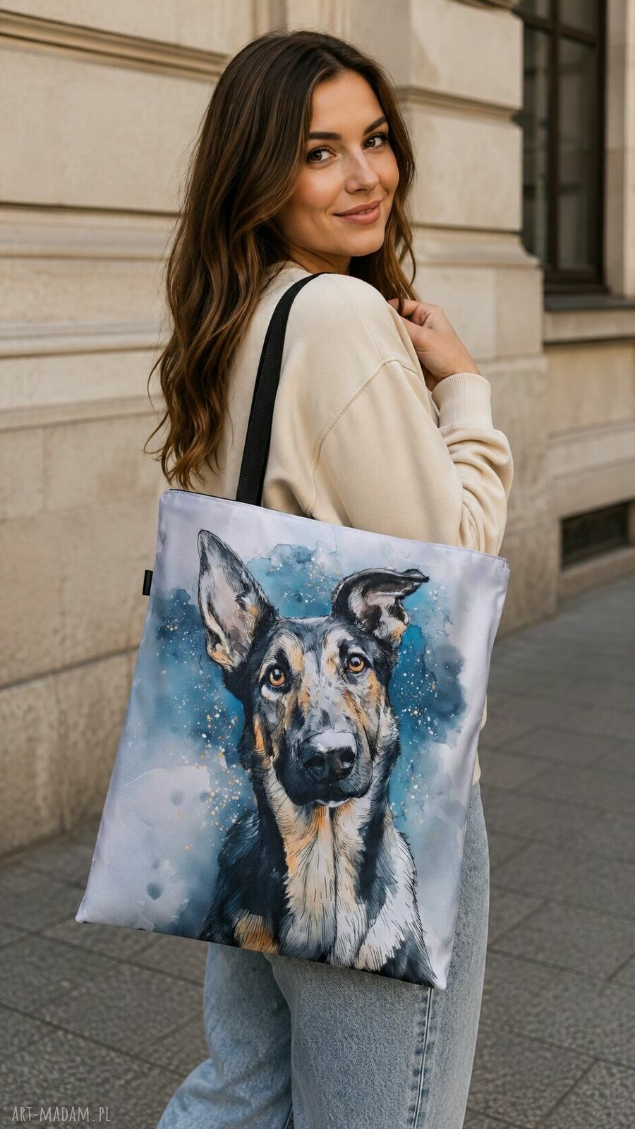 Shopperka owczarek niemiecki - torba na ramię ML handmade