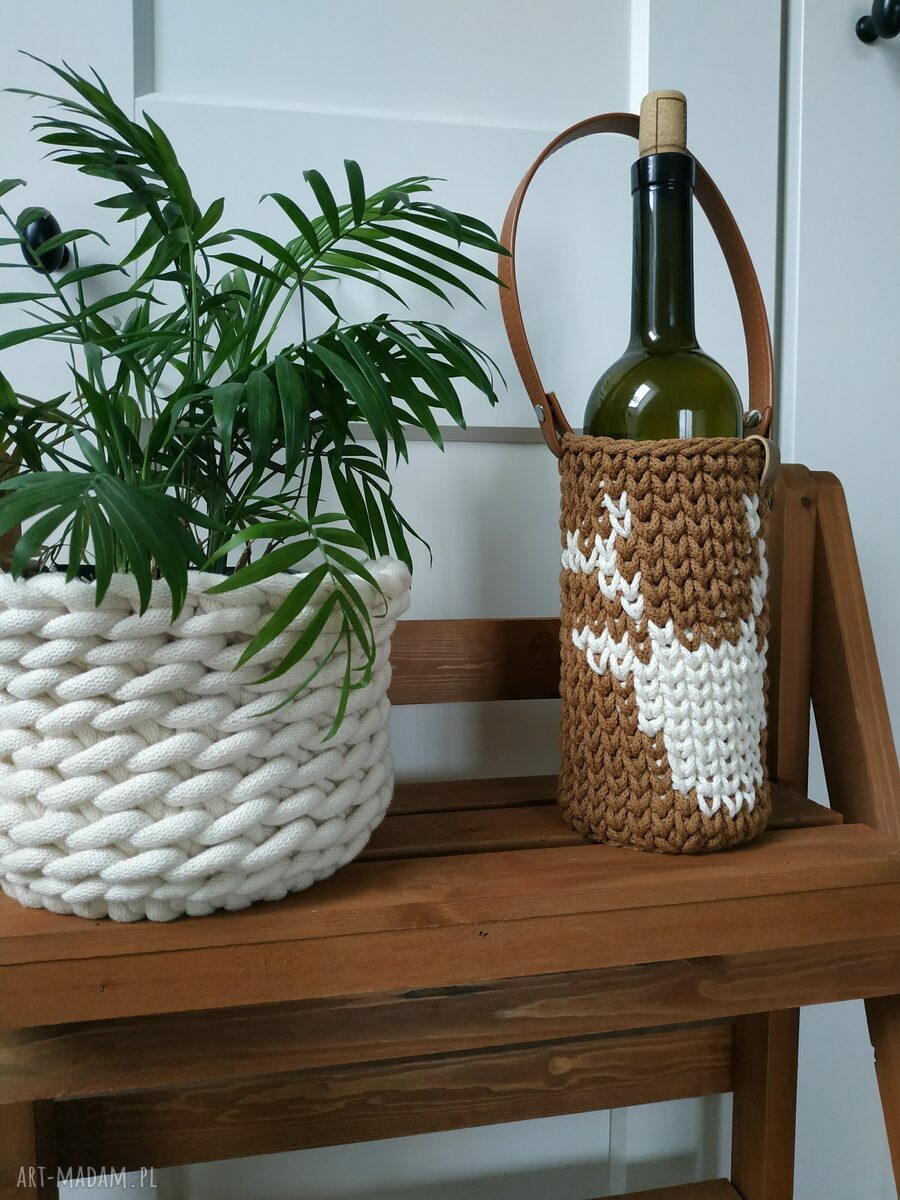Kosz siatka na wino - etui na butelkę reniferka