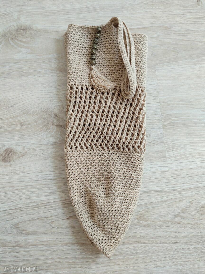 Siatka na zakupy na szydełku - beżowa paryżanka (handmade)