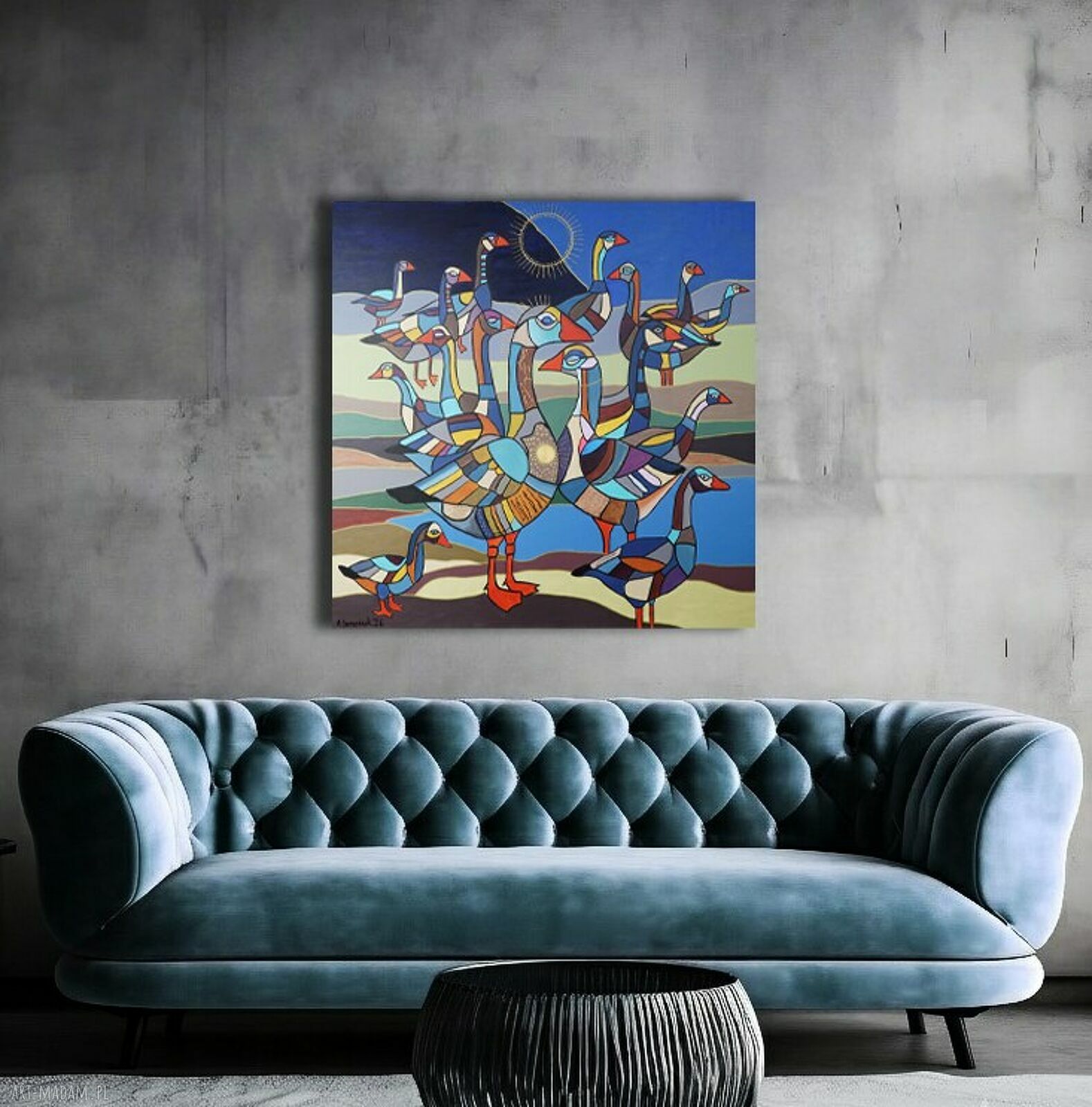 Sielsko i anielsko 5 - obraz na płótnie 100x100 cm z farb akrylowych