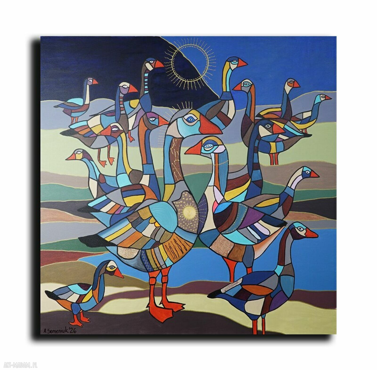 Sielsko i anielsko 5 - obraz na płótnie 100x100 cm z farb akrylowych