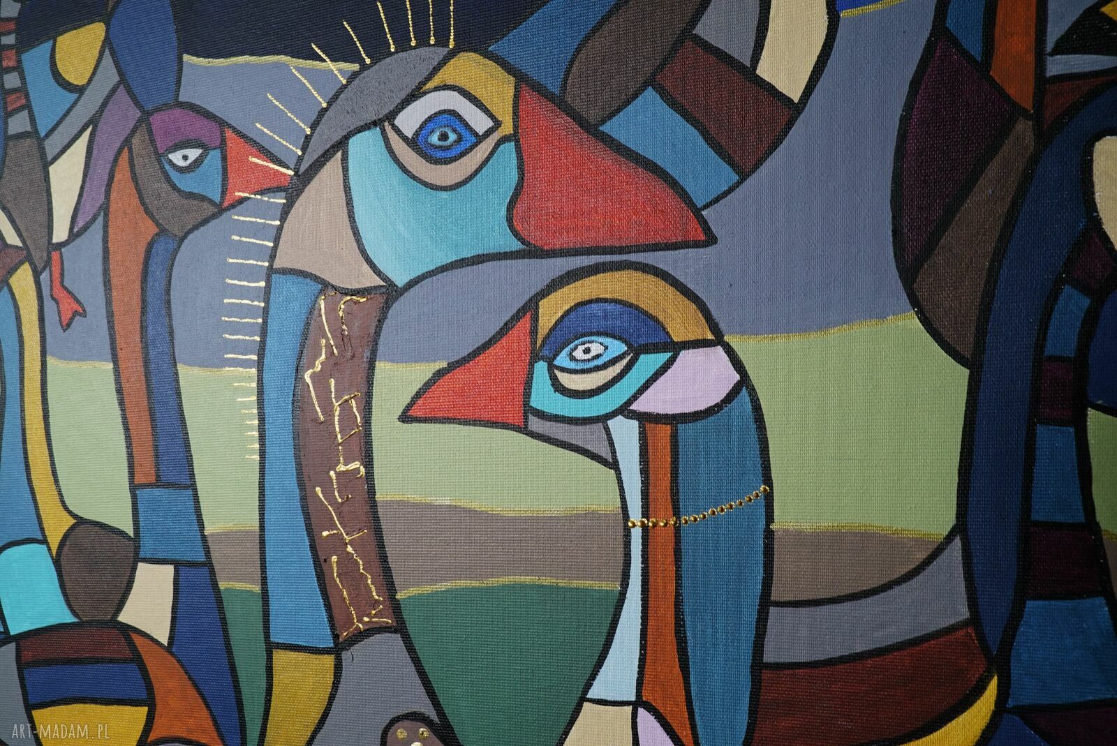Sielsko i anielsko 5 - obraz na płótnie 100x100 cm z farb akrylowych