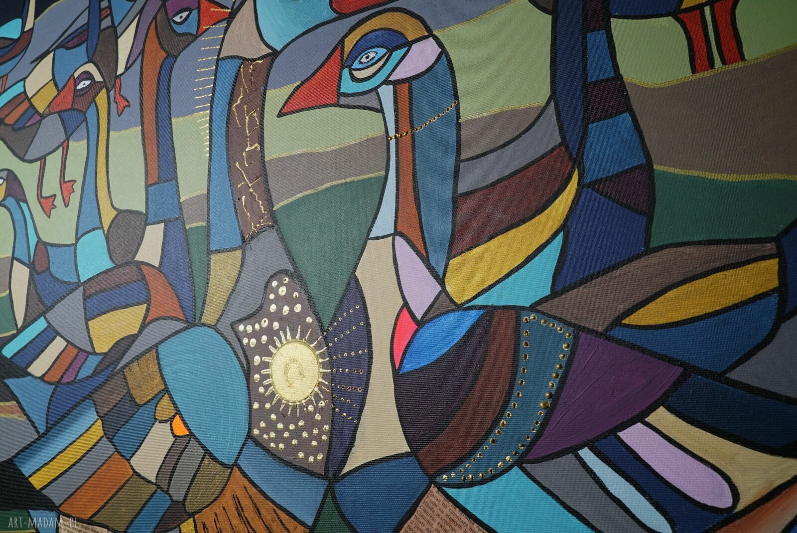 Sielsko i anielsko 5 - obraz na płótnie 100x100 cm z farb akrylowych