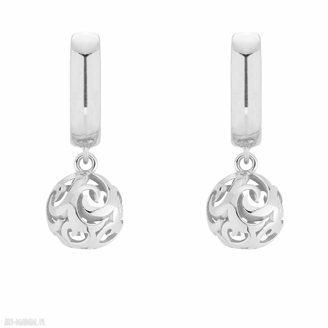 Srebrne kolczyki kulami kulki kuleczki wiszące eleganckie bigle