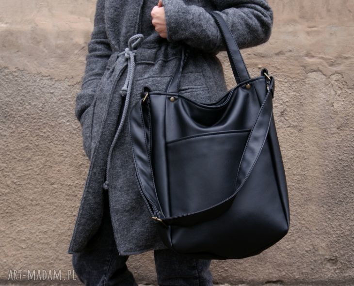 Iks pocket czerń vegan torebka torba minimal simple industrial