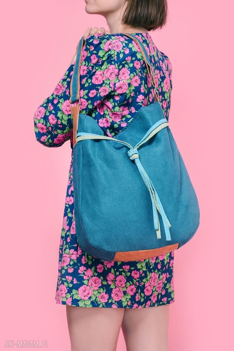 Simply Bag - duża torba worek turkus na ramię