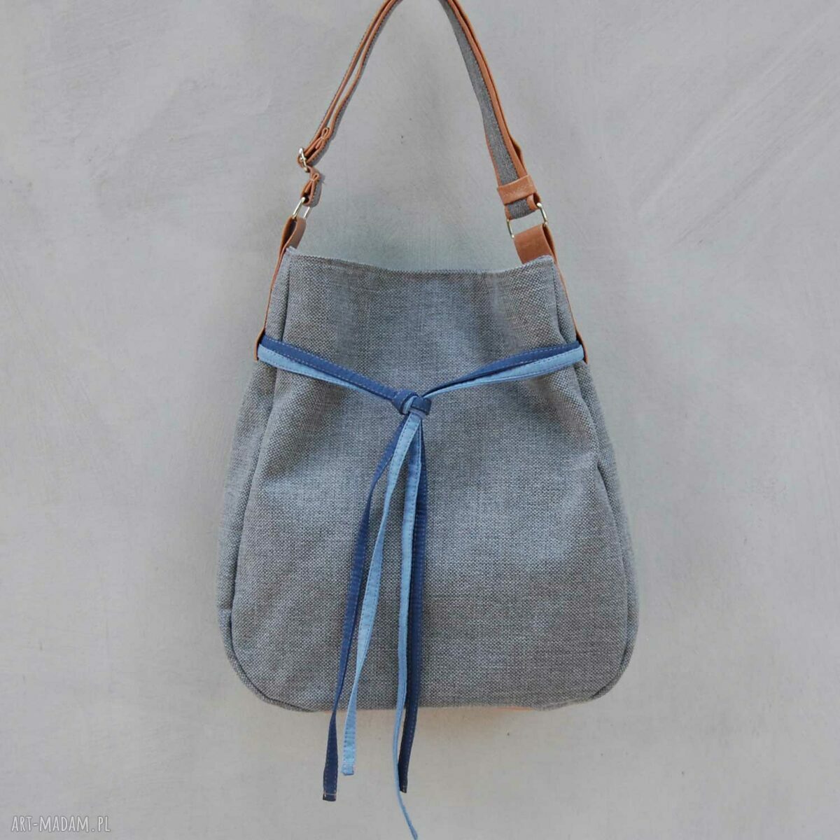 Simply bag - duza torba worek - szara plecionka
