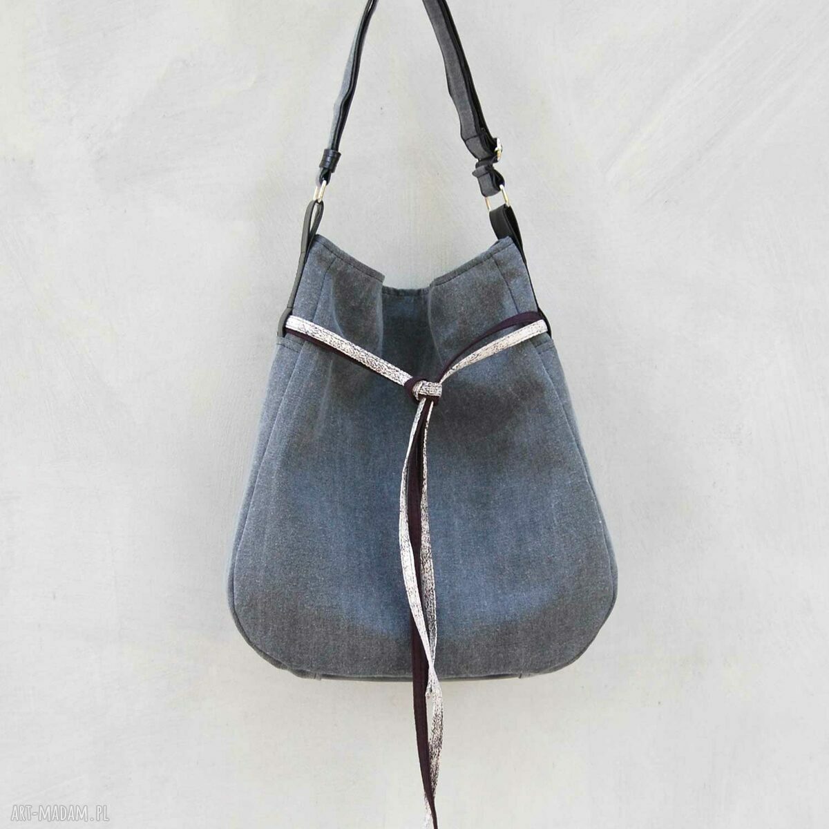 Simply bag - duża torba worek - szare płótno