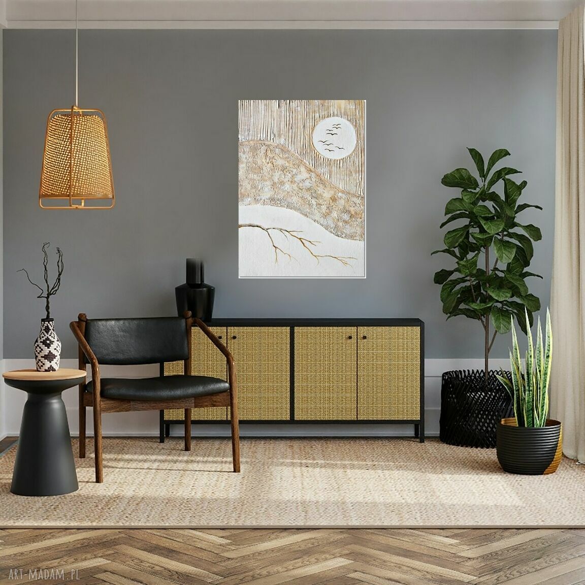 Simply beige - beżowy obraz 70/100 do salonu na płótnie