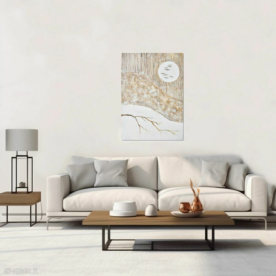 Simply beige - beżowy obraz 70/100 do salonu na płótnie