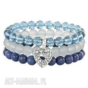 simply charm-denim navy blu gray & silver trio