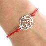 handmade bransoletki simply charm red twine with rose