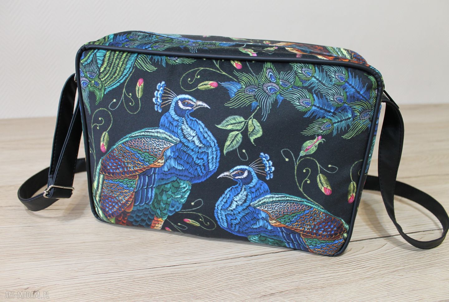 Single Bag - pawie - elegancka torebka na ramię handmade