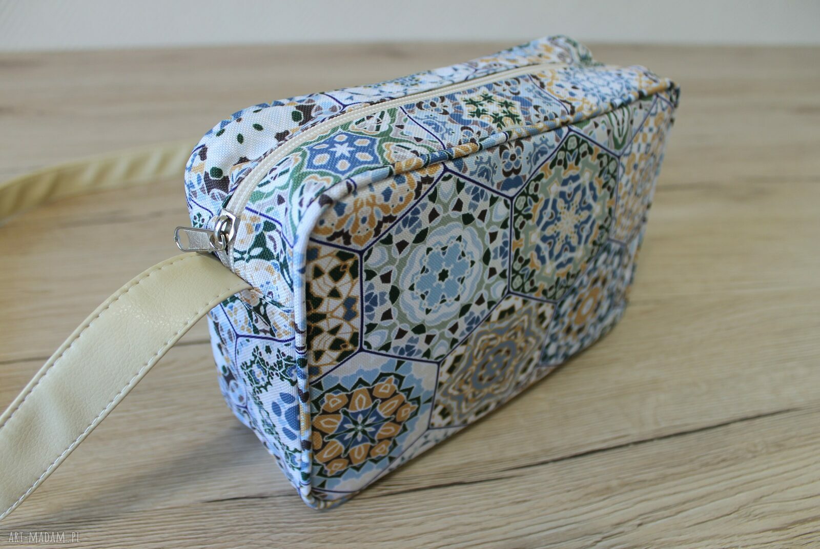 Handmade torebka na ramię Single Bag - beżowe heksagony