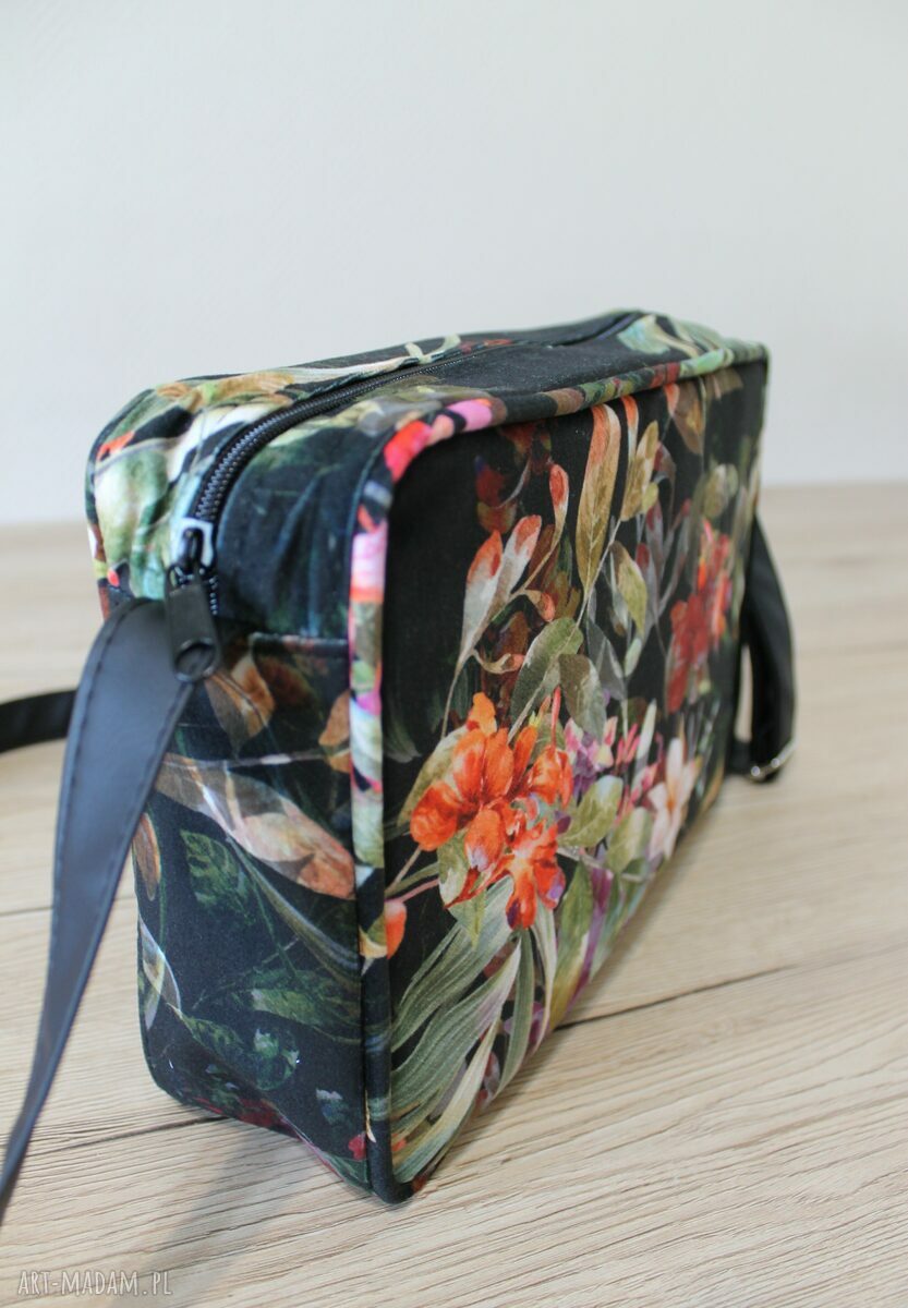 Single Bag mini - tropikalne kwiaty i liście, torebka handmade na ramię