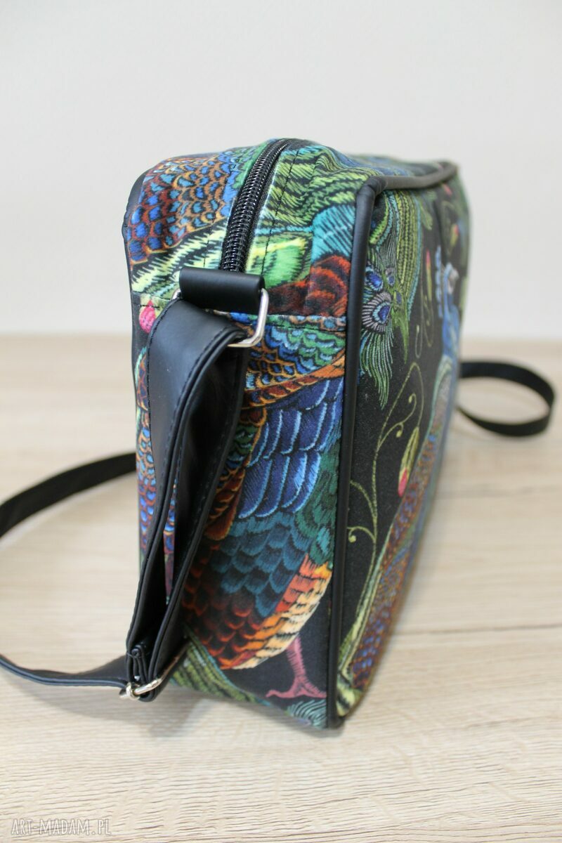 Single Bag - pawie - elegancka torebka na ramię handmade