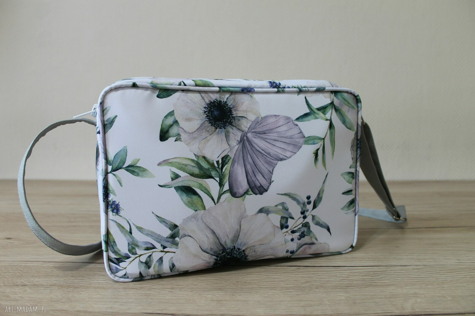 Single Bag - motyl na kwiatach - torebka na ramię handmade