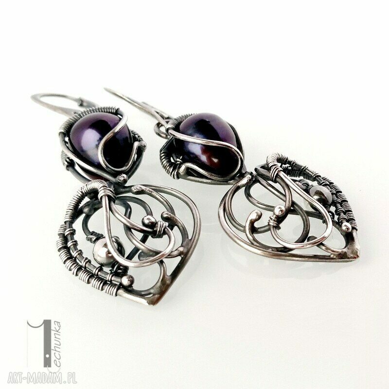 kolczyki: Skadi srebrne kolczyki z perłami Hand Made