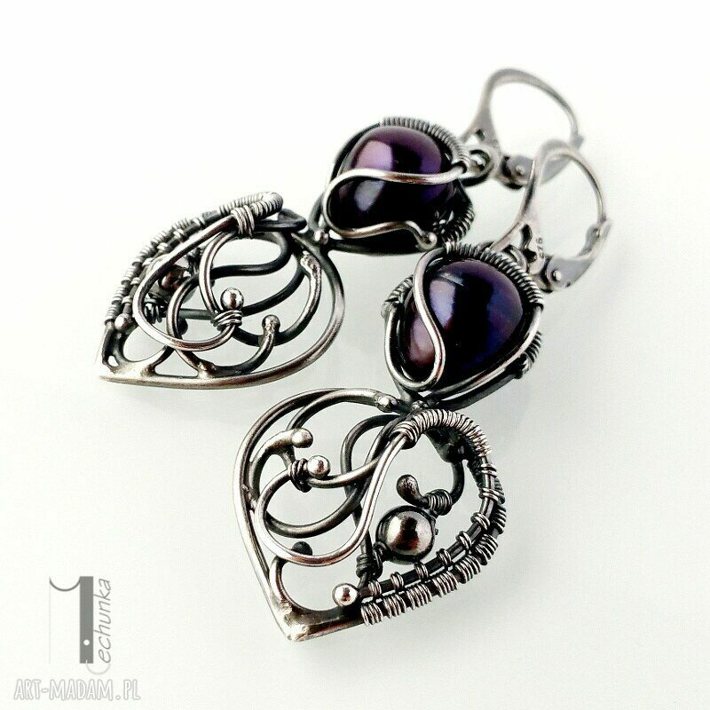 kolczyki: Skadi srebrne kolczyki z perłami Hand Made