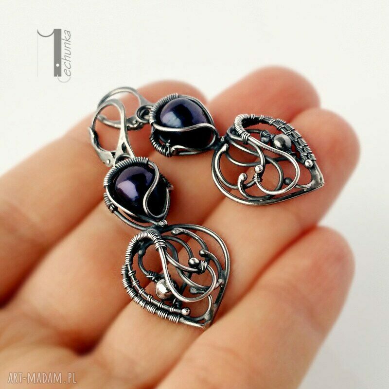 kolczyki: Skadi srebrne kolczyki z perłami Hand Made