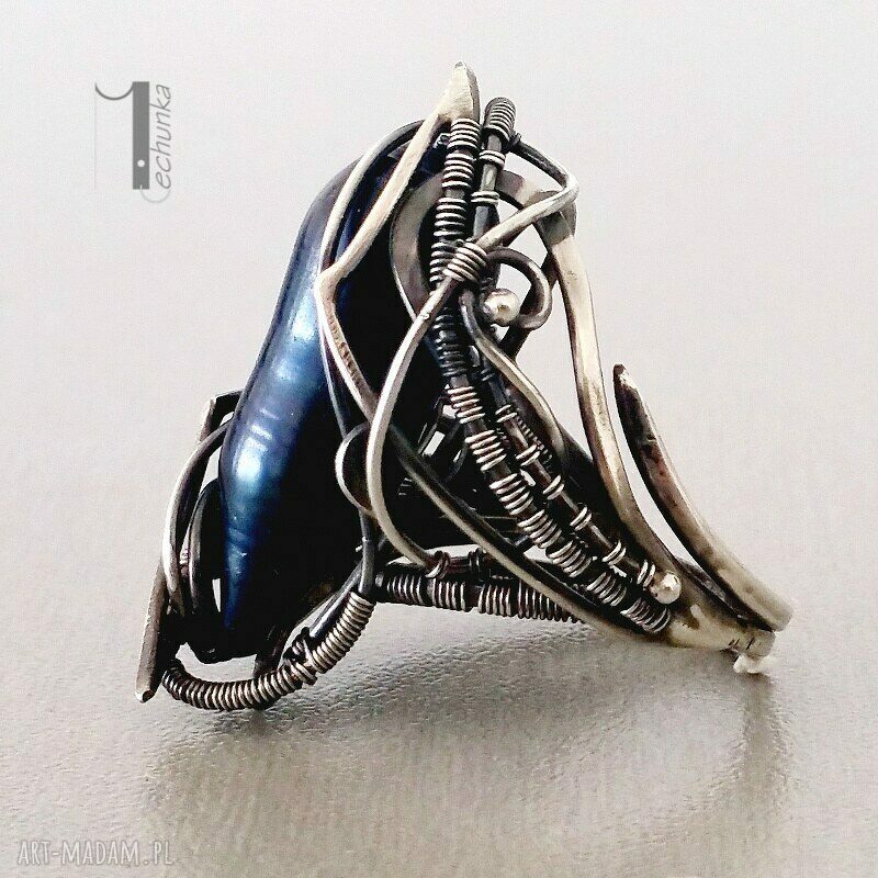 pierścionki: Skadi srebrny pierścionek z perłą HandMade