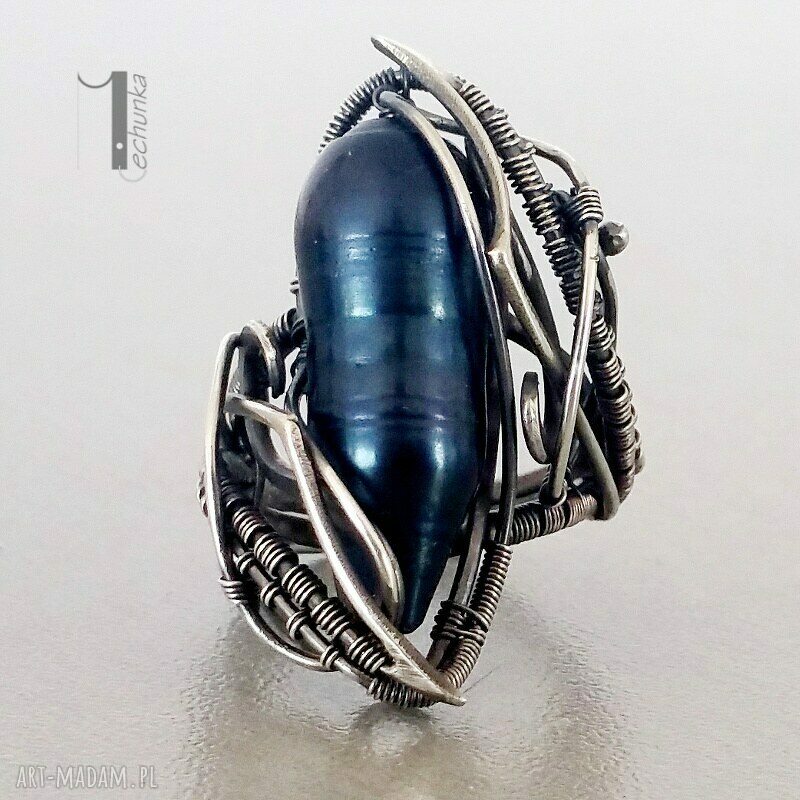 pierścionki: Skadi srebrny pierścionek z perłą HandMade