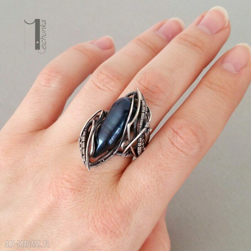 pierścionki: Skadi srebrny pierścionek z perłą HandMade