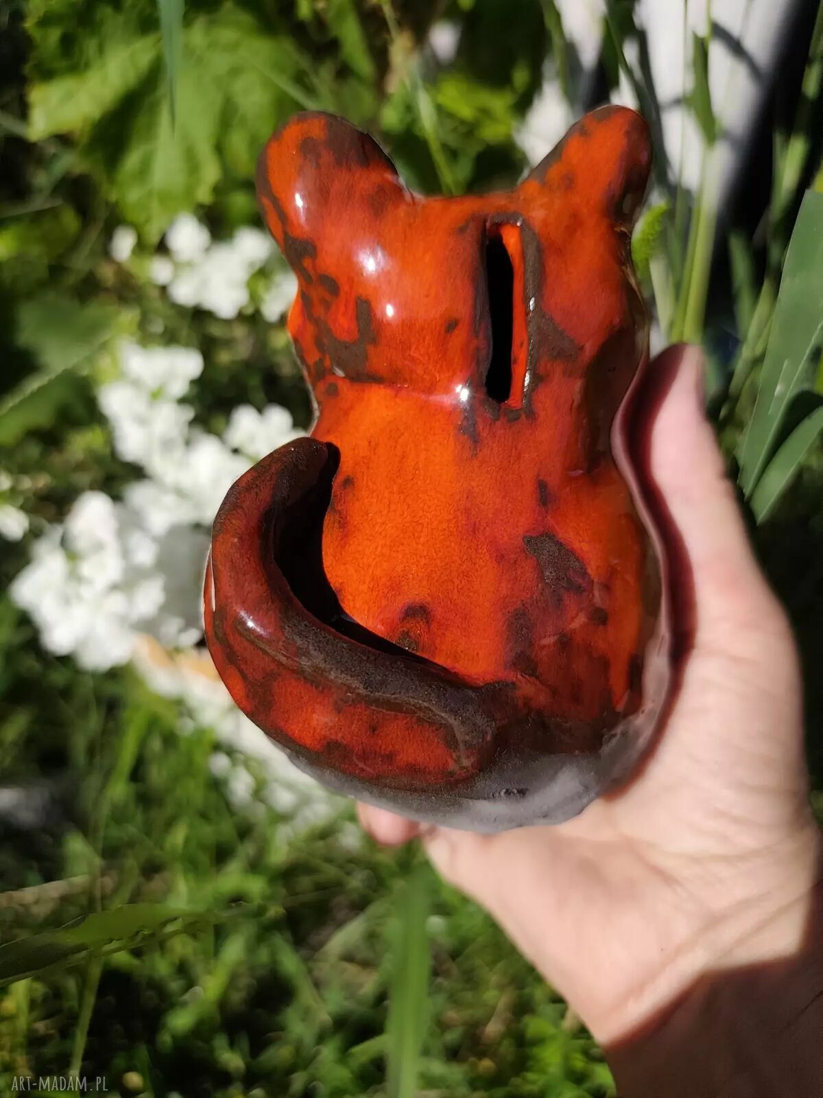 Ceramiczna skarbonka kotek - ręcznie wykonane rękodzieło