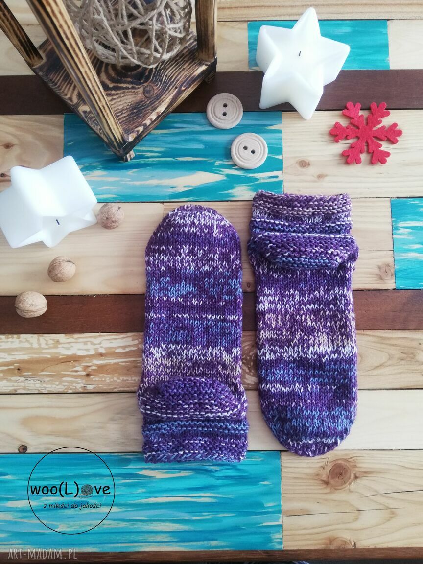bielizna: skarpeciaki wełniaki MELANŻ FALA FIOLET I LAWENDA (104/904) rozmiar 40/41