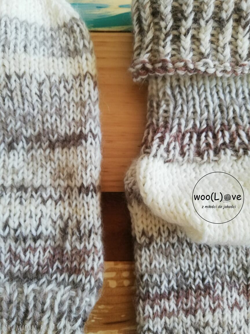 bielizna: skarpeciaki wełniaki MELANŻ ŚCIĄGACZ ECRU/MLECZNA CZEKOLADA (rozmiar 38/39)