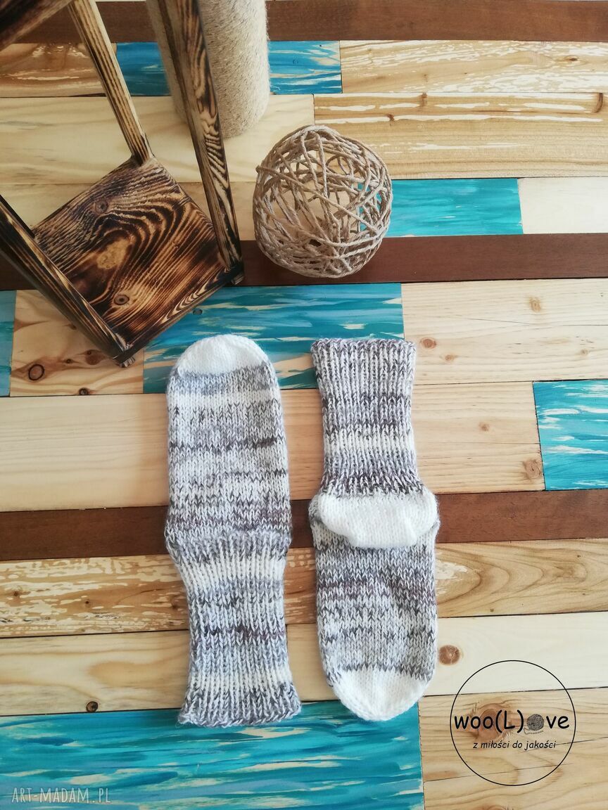 bielizna: skarpeciaki wełniaki MELANŻ ŚCIĄGACZ ECRU/MLECZNA CZEKOLADA (rozmiar 38/39)