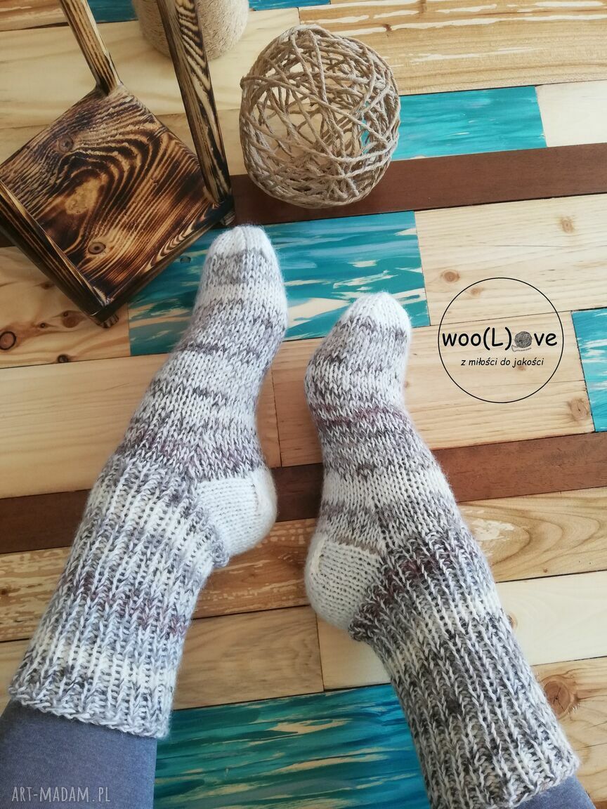 Skarpeciaki wełniaki melanŻ ŚciĄgacz ecru mleczna czekolada