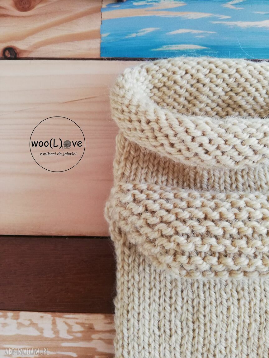 bielizna: skarpeciaki z wełny i alpaki MONO ROLKI MLECZ (rozmiar 39/40) hand made