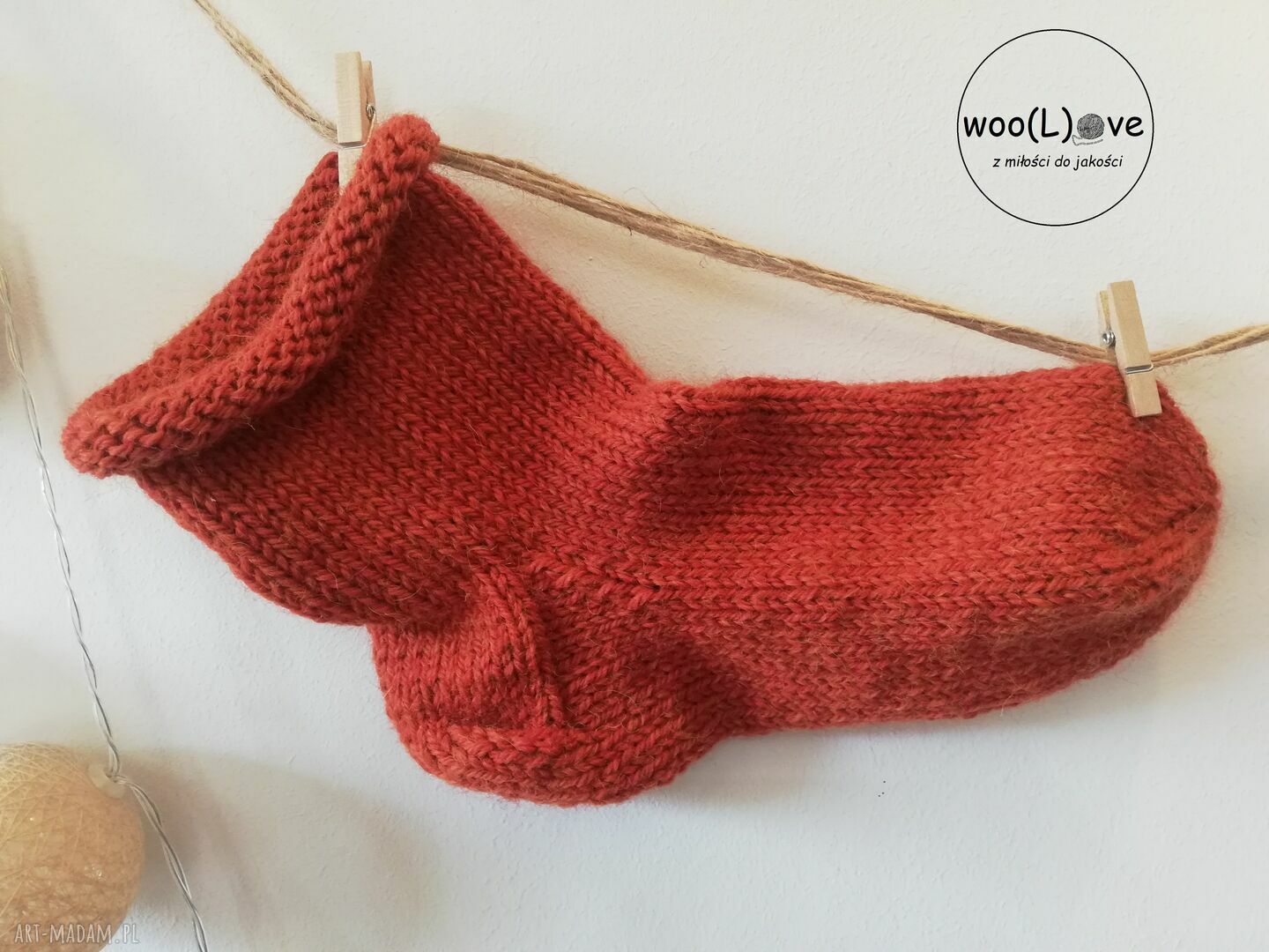 bielizna: skarpeciaki z wełny i alpaki MONO ROLKI POMARAŃCZOWY (rozmiar 37/38) Ręcznie