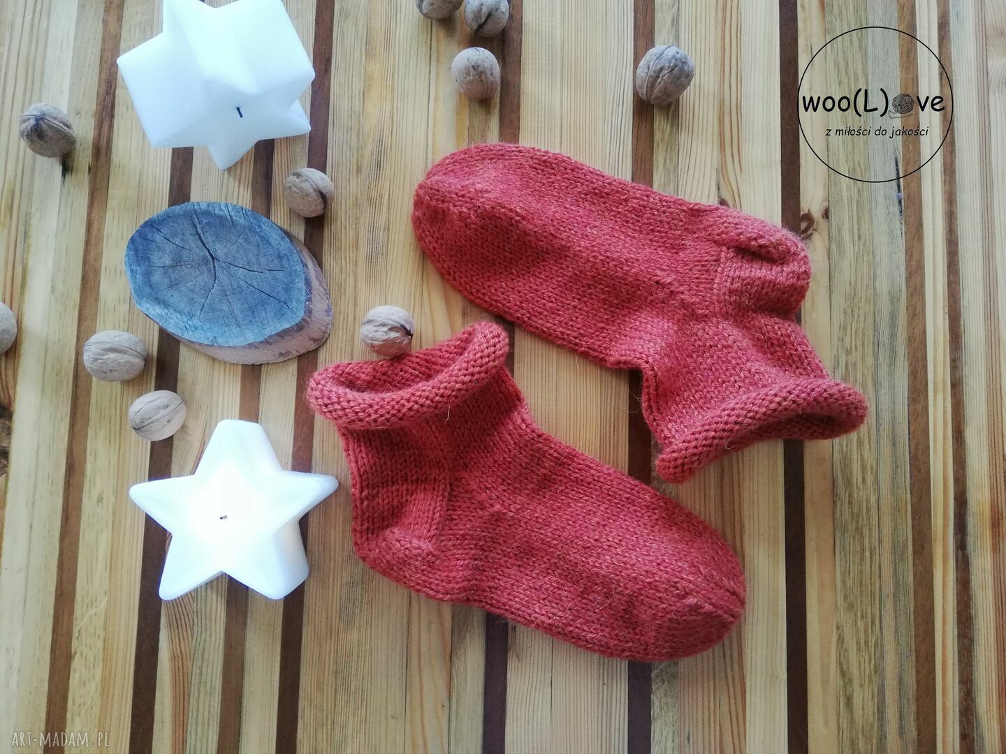 bielizna: skarpeciaki z wełny i alpaki MONO ROLKI POMARAŃCZOWY (rozmiar 37/38) Ręcznie