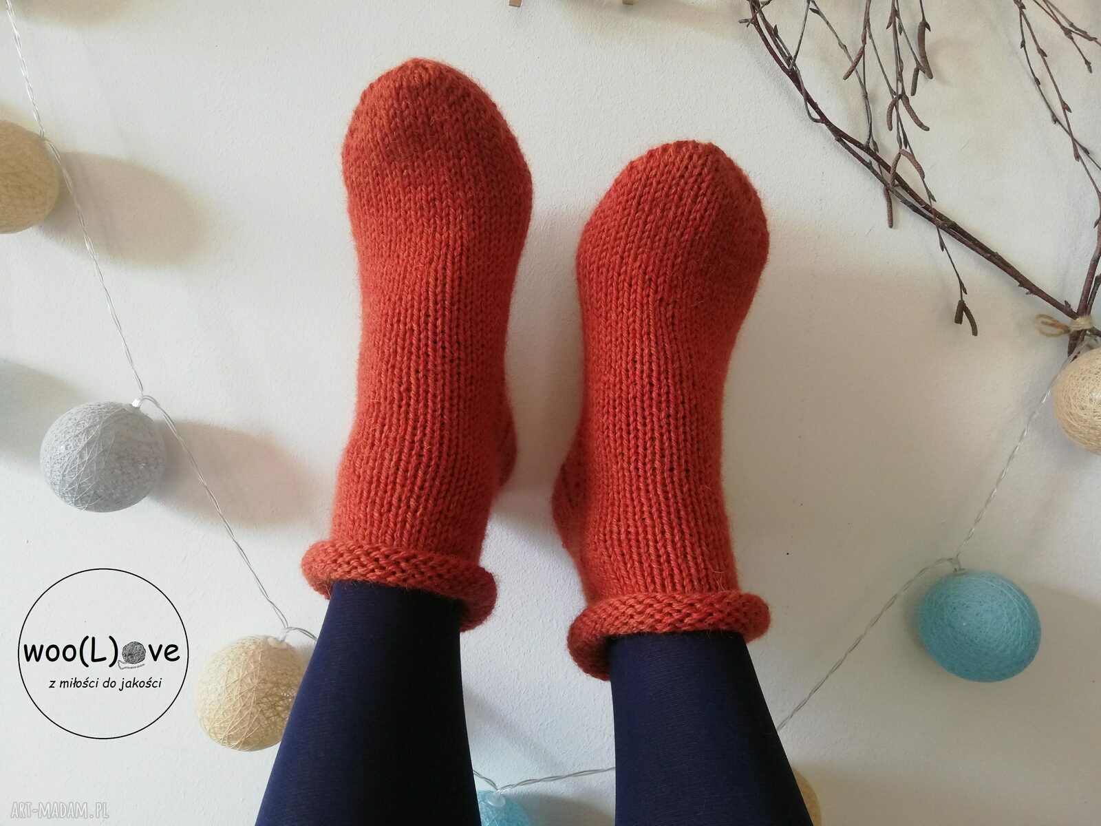 Skarpeciaki wełny alpaki mono rolki pomaraŃczowy rozmiar wełniane