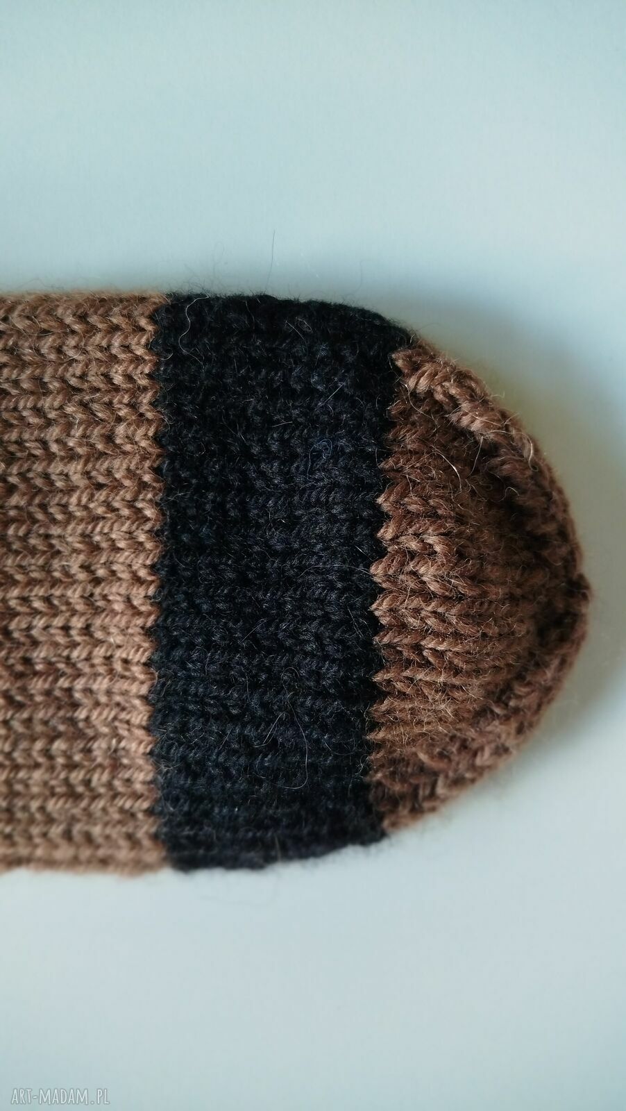 bielizna: skarpeciaki z wełny i alpaki PASIAKI ŚCIĄGACZ czerń i orzech (rozmiar 40/41)