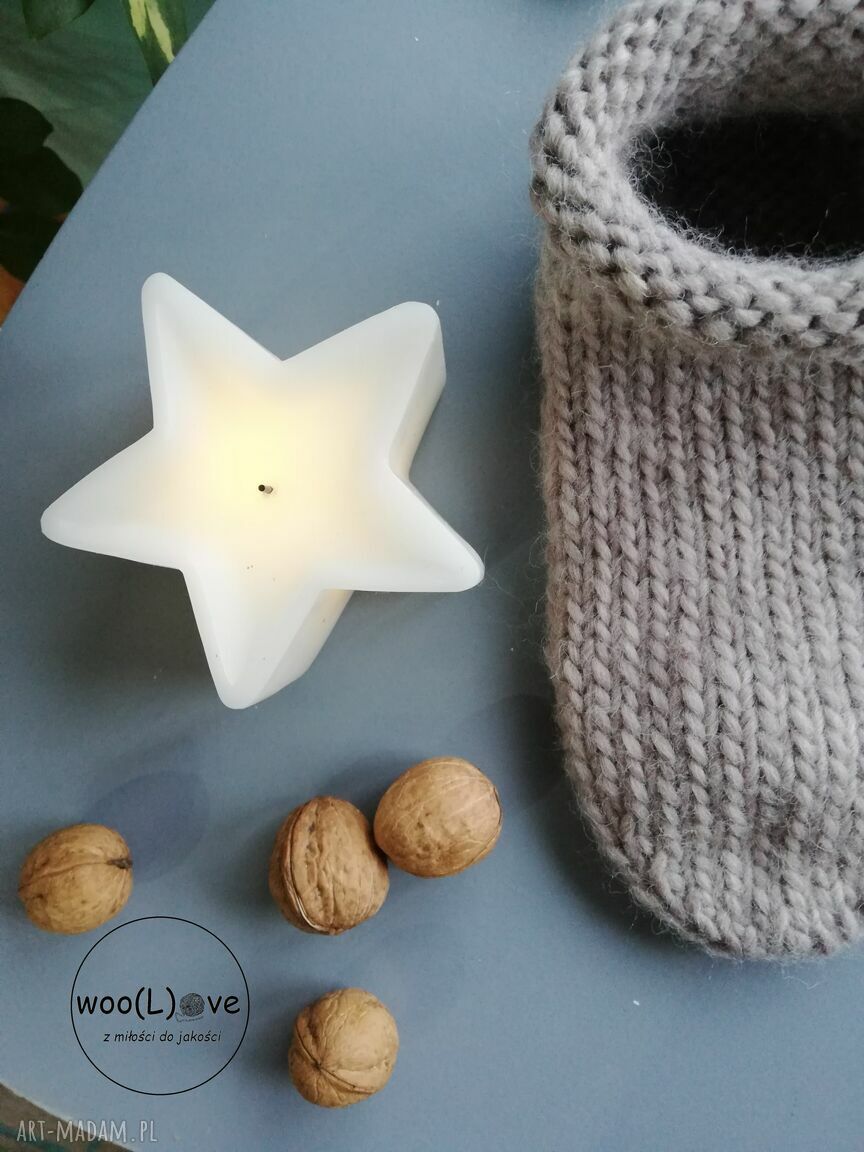 bielizna: skarpetusie kapciusie PURE WOOL JASNY BEŻ (rozmiar 38/39) Ręcznie zrobione