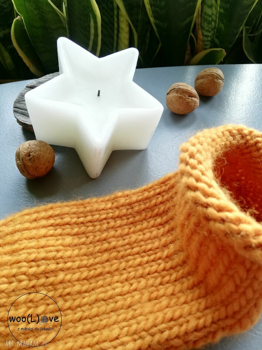 Skarpetusie-kapciusie z 100% wełny Pure Wool - Mandarynka 36/37