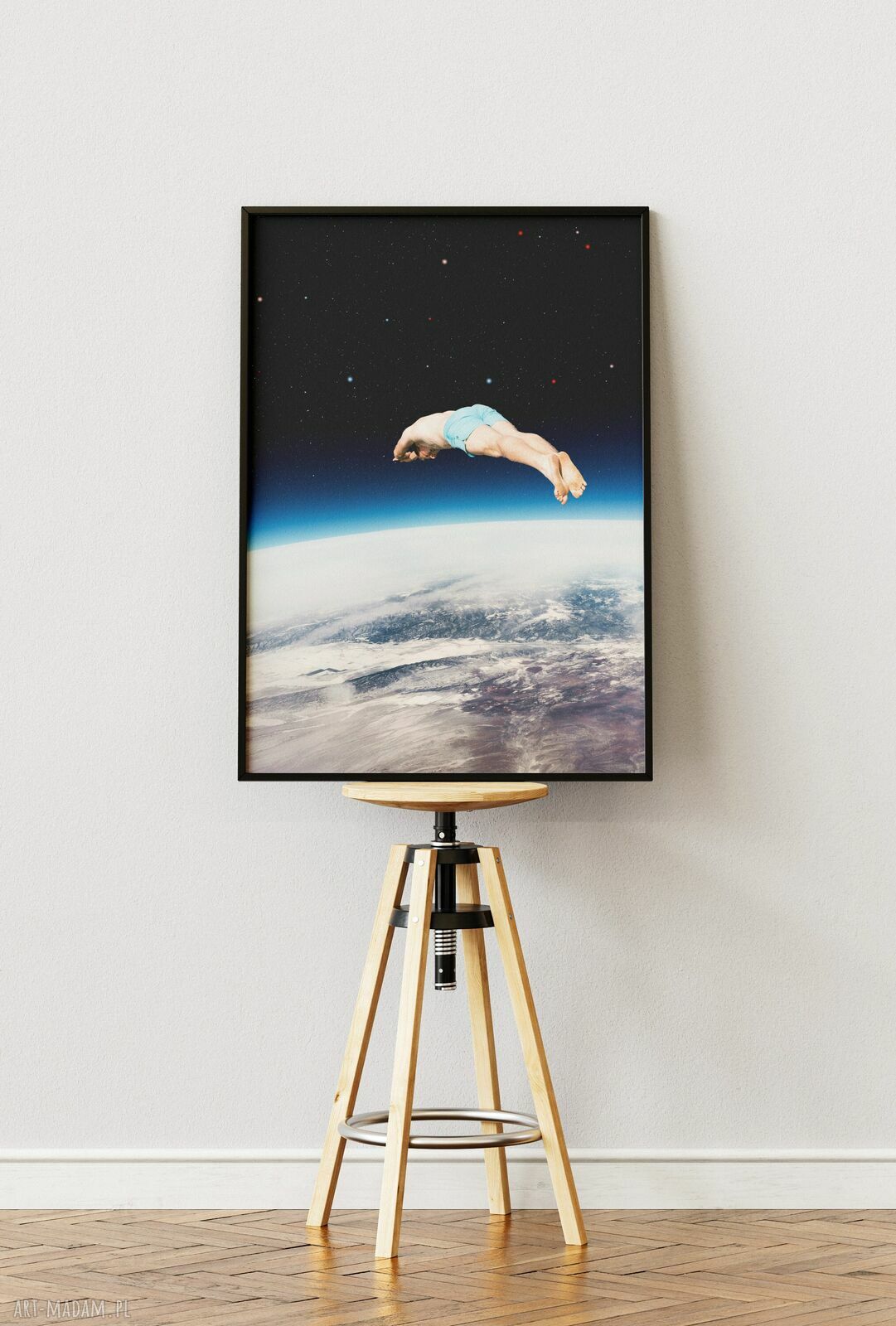 Plakat Skok w bok - Kolaż Fine Art - kolaż minimalistyczny do Twojego wnętrza