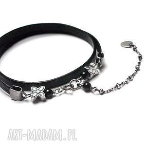 choker 2 w 1 black flower - naszyjnik