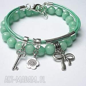 duo - mint stones and leather - zielone bransoletki